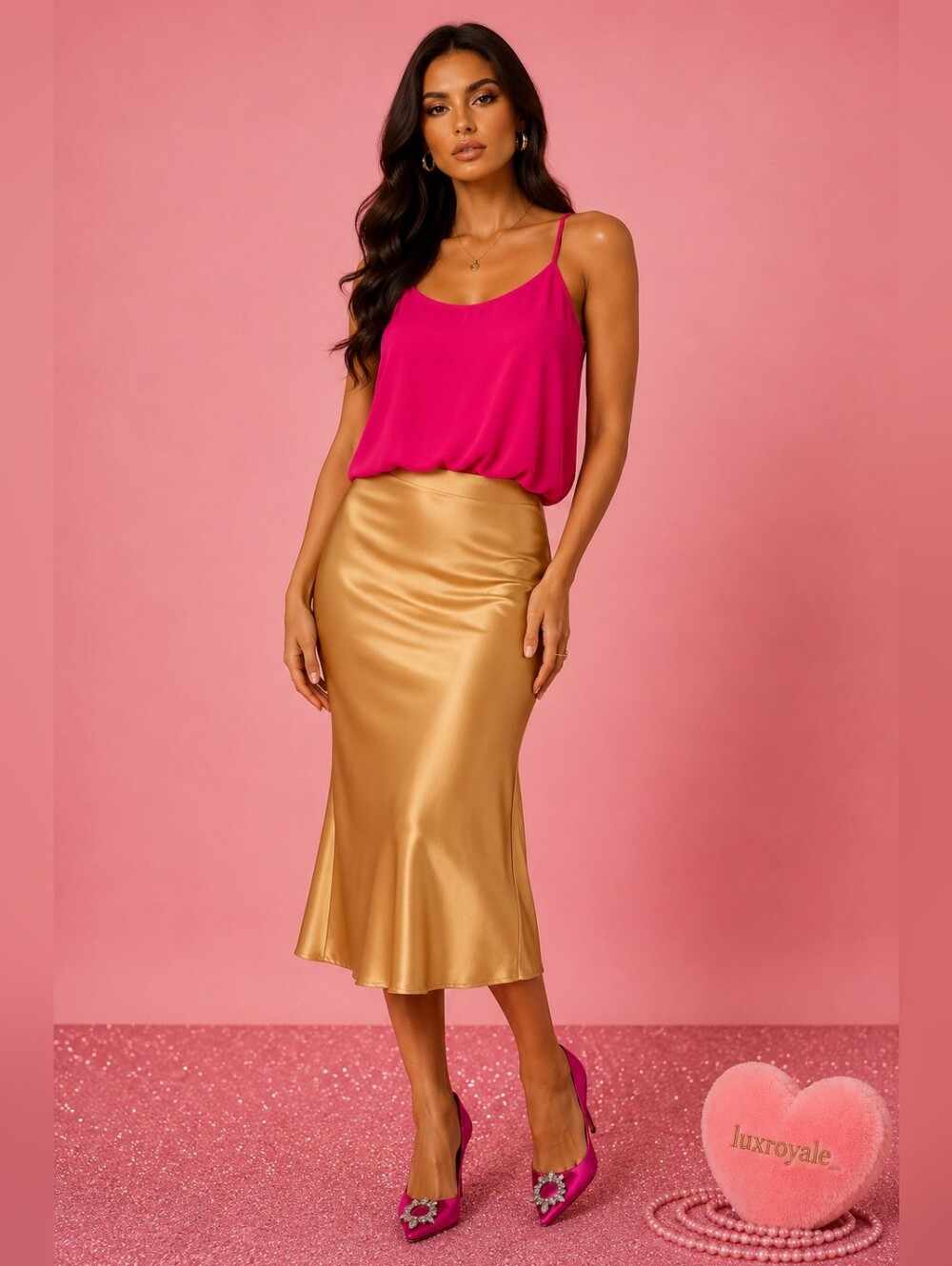 APT. 9 Fuchsia Chiffon Swing Cami Tank Top Size Medium | Sleeveless Layering Top